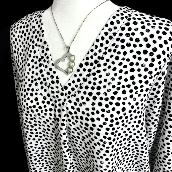 NWT Adrianna Papell Printed Crepe Popover Blouse L - Picture 4 of 11